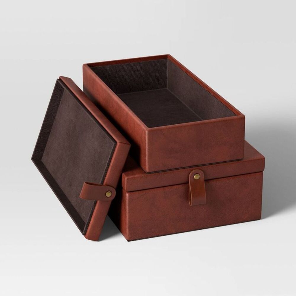 Faux Leather Storage Box Set - Threshold - Picture 4 of 4